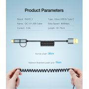 Καλώδιο Φόρτισης 2 σε 1 Micro Usb & Type-C 0.8m