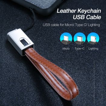 Δερμάτινο Καλώδιο Φόρτισης  Μπρελόκ Micro Usb - 0.2m