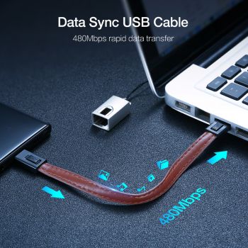 Δερμάτινο Καλώδιο Φόρτισης  Μπρελόκ Micro Usb - 0.2m