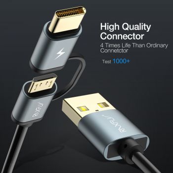 Καλώδιο Φόρτισης 2 σε 1 Micro Usb & Type-C 0.8m