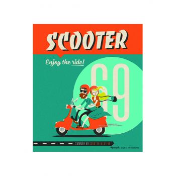 Πανί Με Μικροΐνες Σχέδιο Scooter